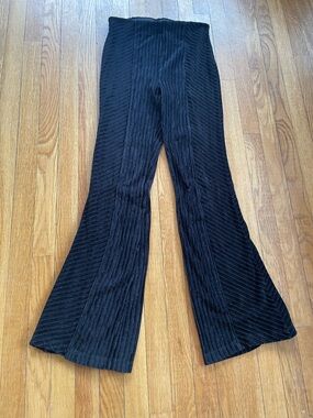 Free People Black Velvet Ribbed Flared Pants Stretchy One Size Boho